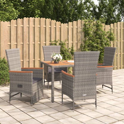 9 Piece Garden Dining Set With Cushions Grey Poly Rattan