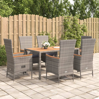 9 Piece Garden Dining Set With Cushions Grey Poly Rattan