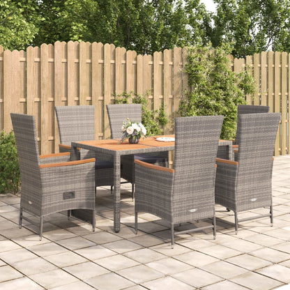 9 Piece Garden Dining Set With Cushions Grey Poly Rattan