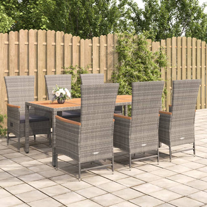 9 Piece Garden Dining Set With Cushions Grey Poly Rattan