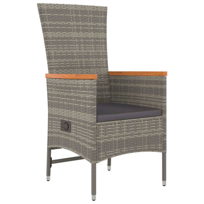 9 Piece Garden Dining Set With Cushions Grey Poly Rattan