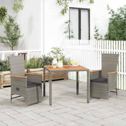 7 Piece Garden Dining Set With Cushions Grey Poly Rattan
