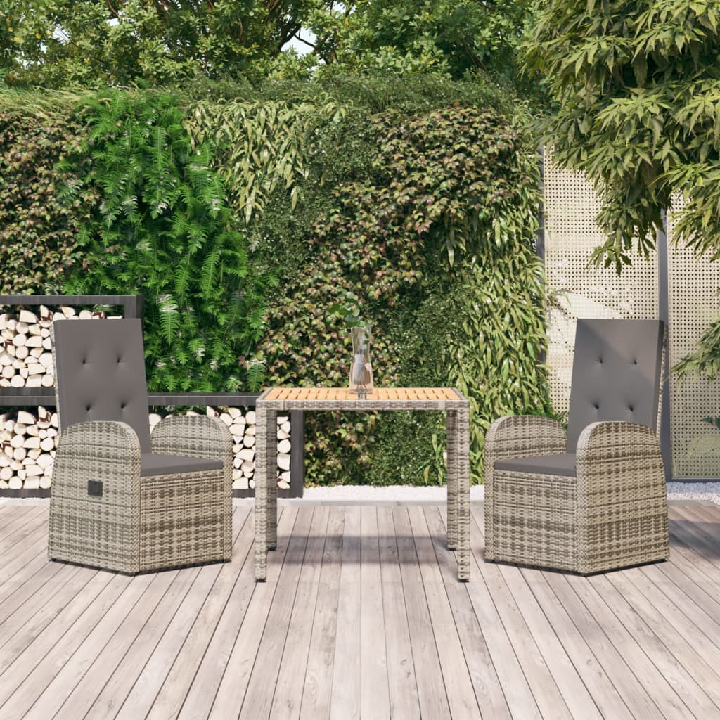 9 Piece Garden Dining Set With Cushions Grey Poly Rattan
