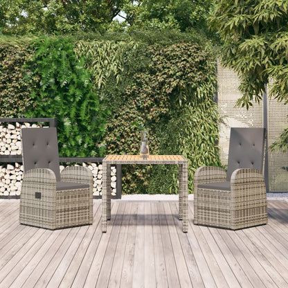 9 Piece Garden Dining Set With Cushions Grey Poly Rattan