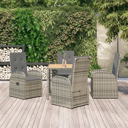 9 Piece Garden Dining Set With Cushions Grey Poly Rattan