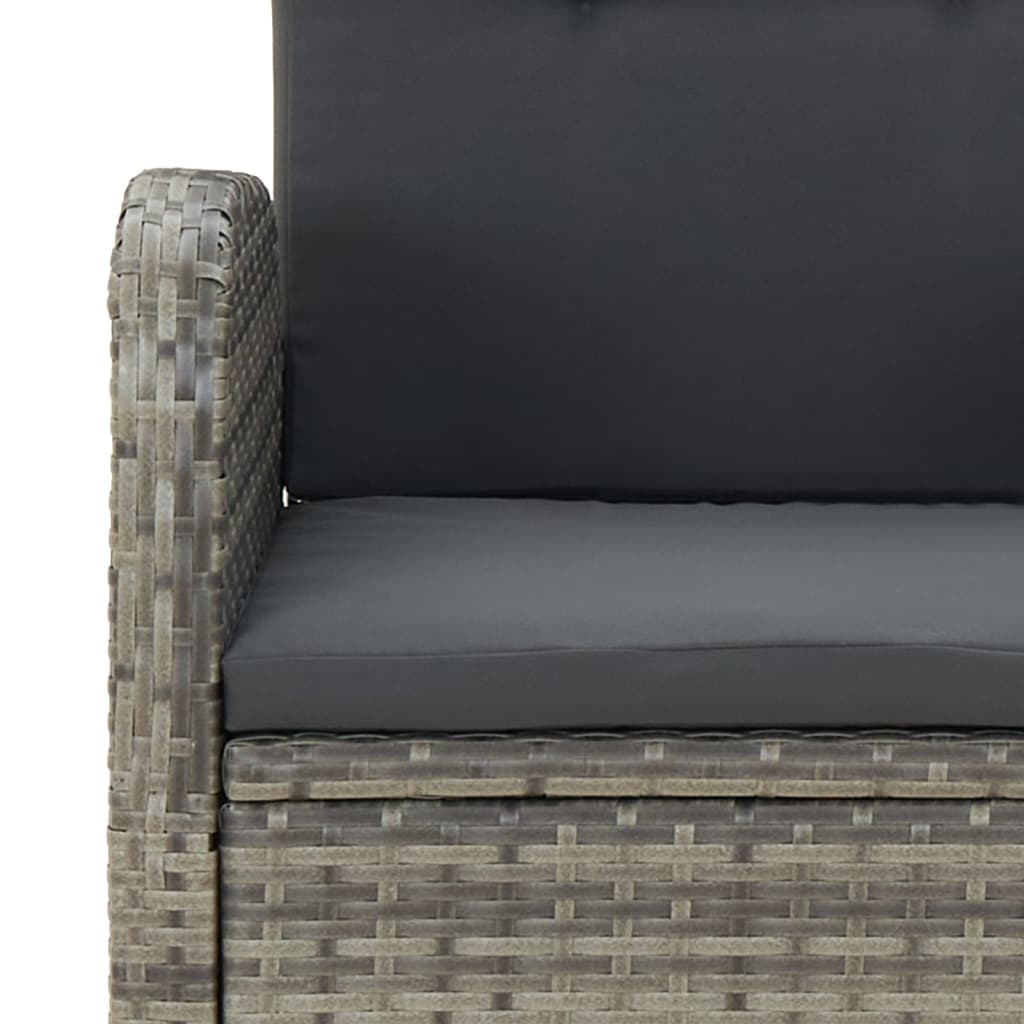 9 Piece Garden Dining Set With Cushions Grey Poly Rattan