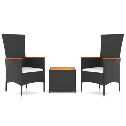3 Piece Garden Lounge Set Poly Rattan&Solid Wood Acacia