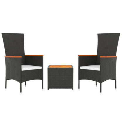 3 Piece Garden Lounge Set Poly Rattan&Solid Wood Acacia