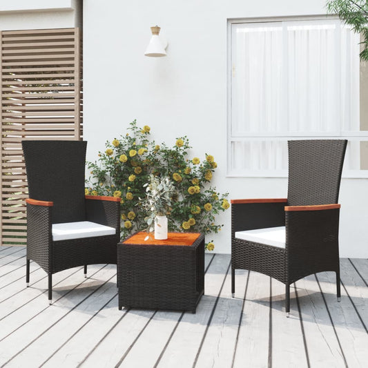 3 Piece Garden Lounge Set Poly Rattan&Solid Wood Acacia