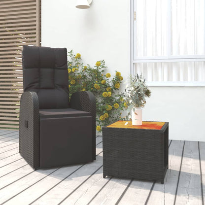 3 Piece Garden Lounge Set Black Poly Rattan&