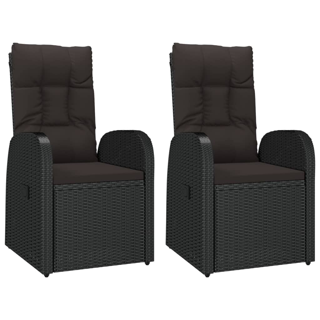 3 Piece Garden Lounge Set Black Poly Rattan&