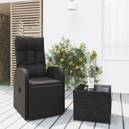 3 Piece Garden Lounge Set Black Poly Rattan&