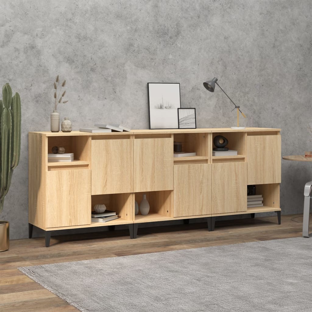 Sideboards 3 Pcs 60X35X70 Cm Engineered Wood