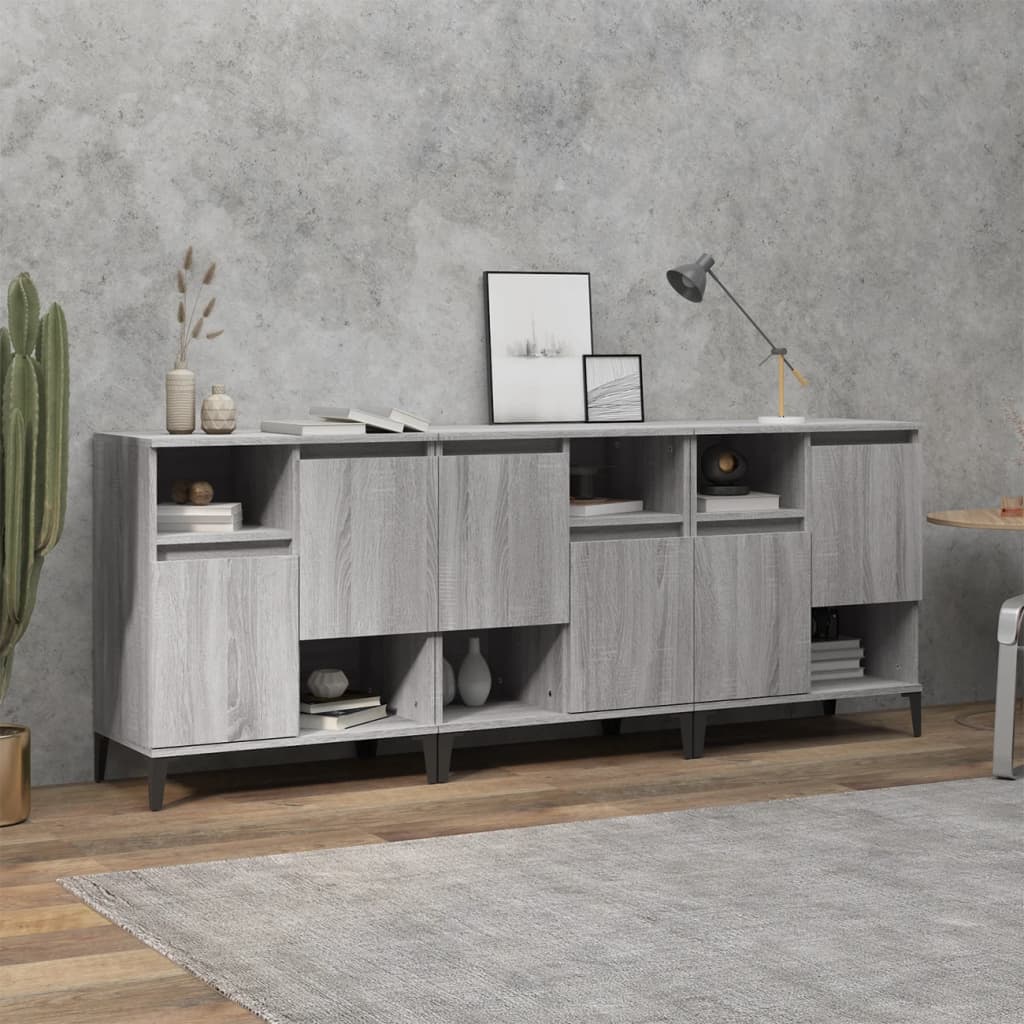 Sideboards 3 Pcs 60X35X70 Cm Engineered Wood