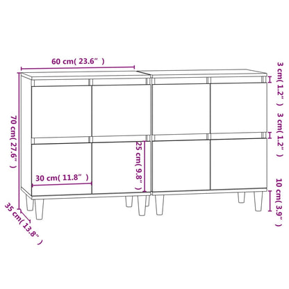 Sideboards 2 Pcs 60X35X70 Cm Engineered Wood