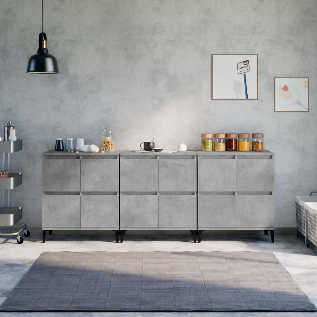 Sideboards 3 Pcs 60X35X70 Cm Engineered Wood