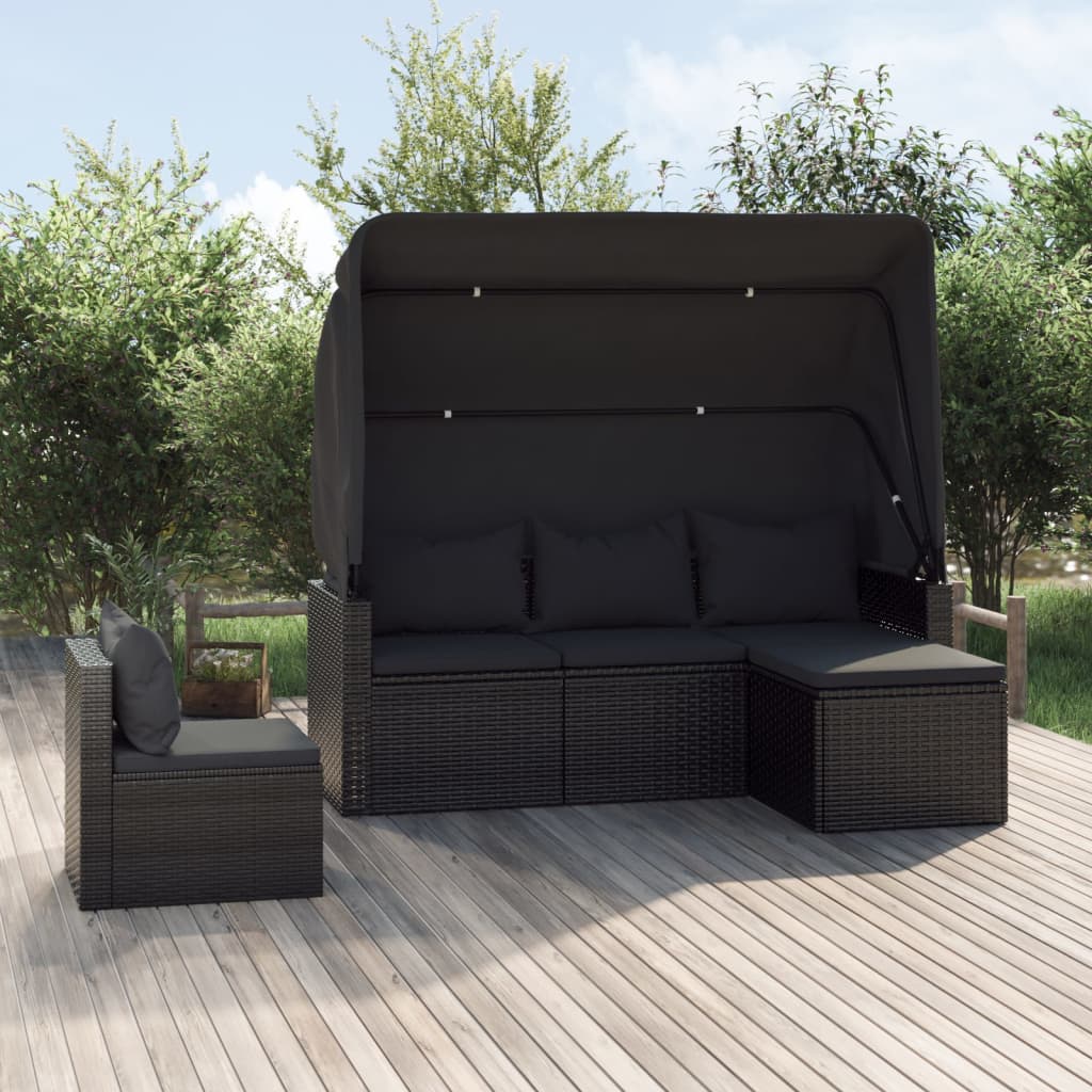 4 Piece Garden Sofa Set With Cushions Poly Rattan