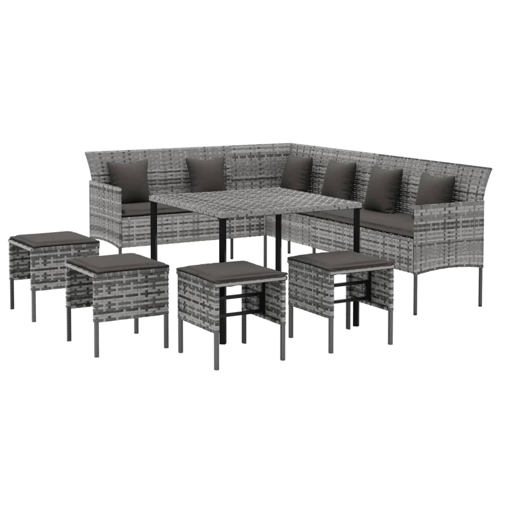 6 Piece Garden Dining Set With Cushions Poly Rattan