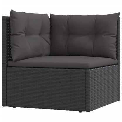 7 Piece Garden Lounge Set With Cushions Black Poly Rattan