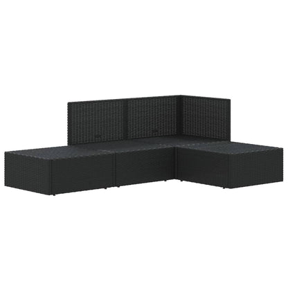 4 Piece Garden Lounge Set With Cushions Black Poly Rattan