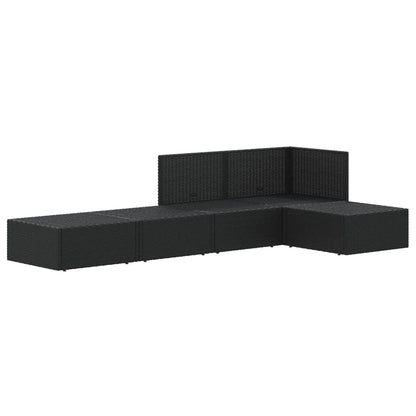 5 Piece Garden Lounge Set With Cushions Black Poly Rattan
