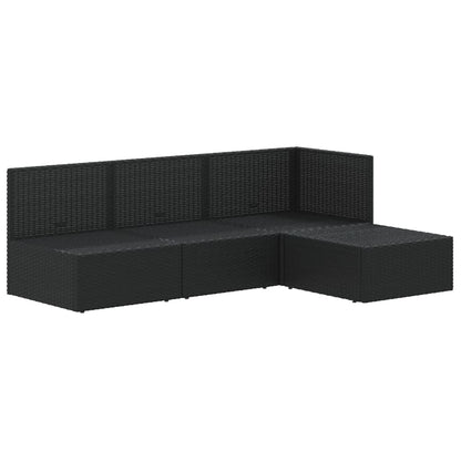 4 Piece Garden Lounge Set With Cushions Black Poly Rattan