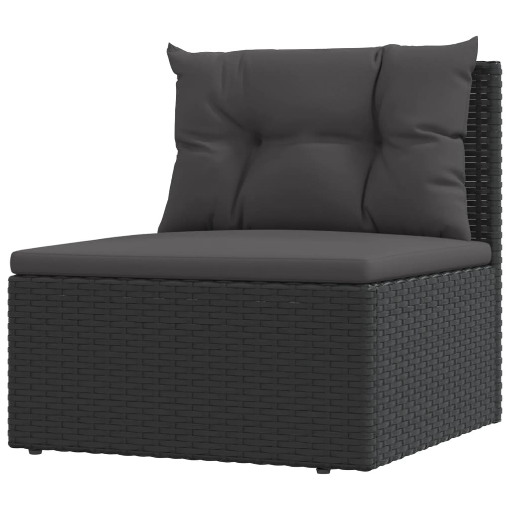 4 Piece Garden Lounge Set With Cushions Black Poly Rattan