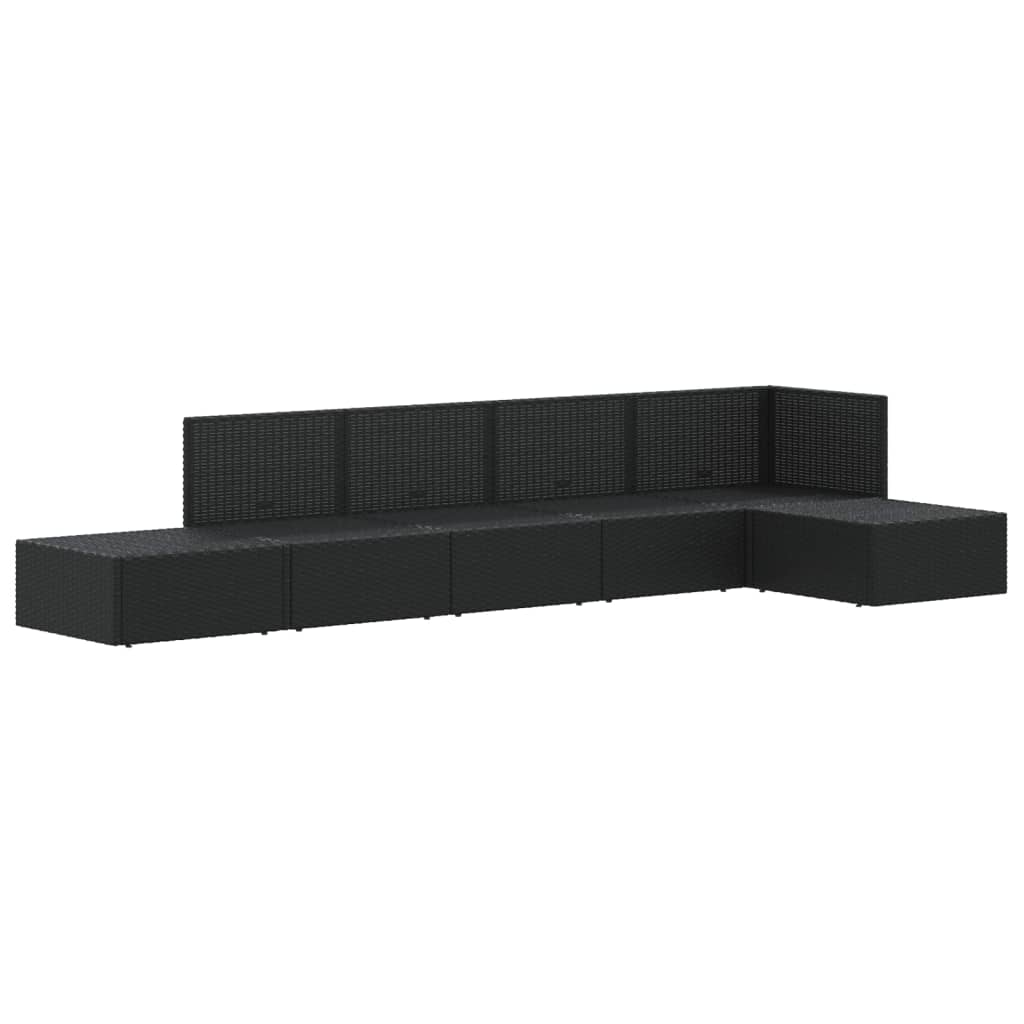6 Piece Garden Lounge Set With Cushions Black Poly Rattan