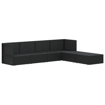 6 Piece Garden Lounge Set With Cushions Black Poly Rattan