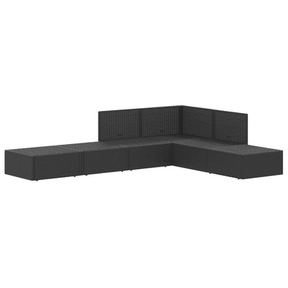 6 Piece Garden Lounge Set With Cushions Black Poly Rattan