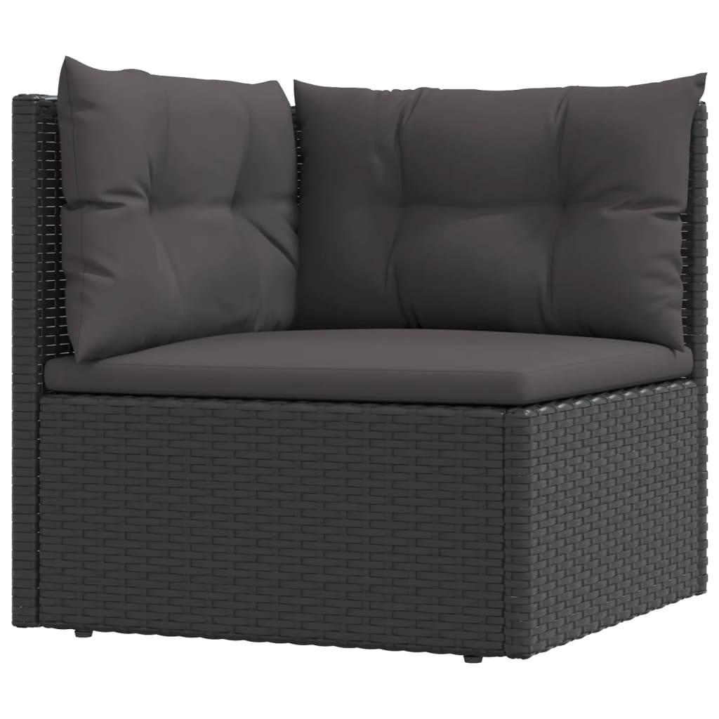 6 Piece Garden Lounge Set With Cushions Black Poly Rattan