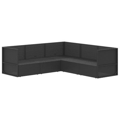 5 Piece Garden Lounge Set With Cushions Black Poly Rattan
