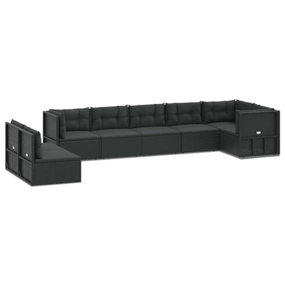 8 Piece Garden Lounge Set With Cushions Black Poly Rattan