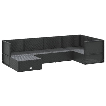 6 Piece Garden Lounge Set With Cushions Black Poly Rattan