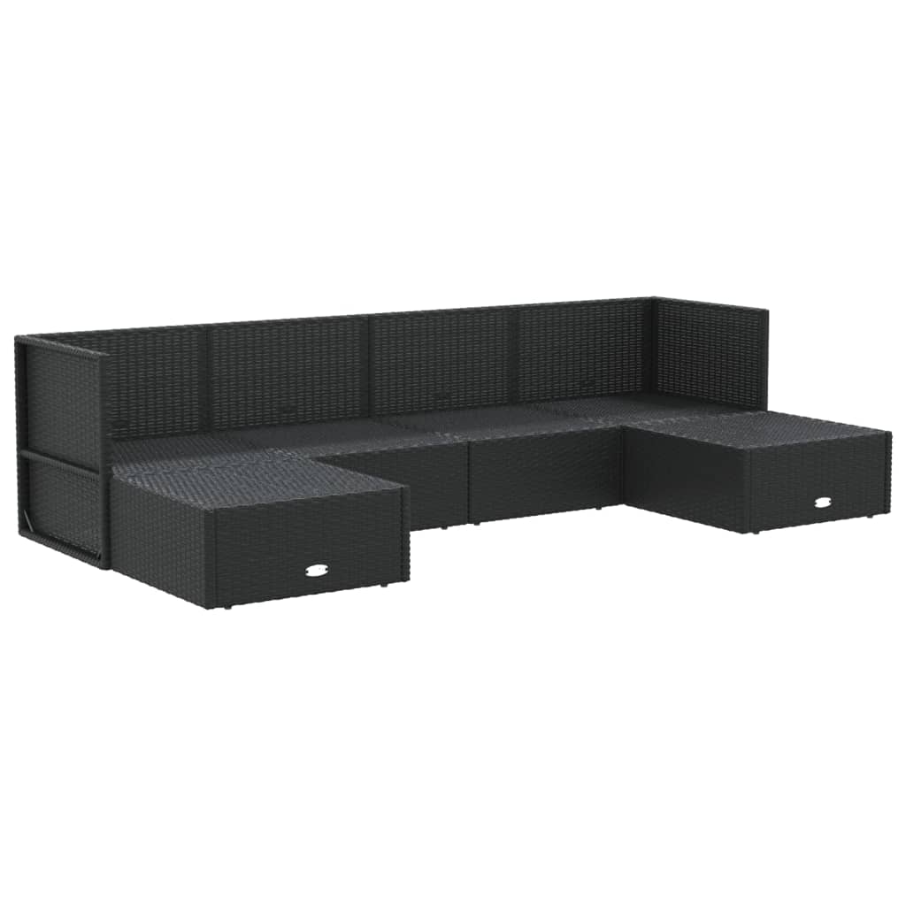 6 Piece Garden Lounge Set With Cushions Black Poly Rattan
