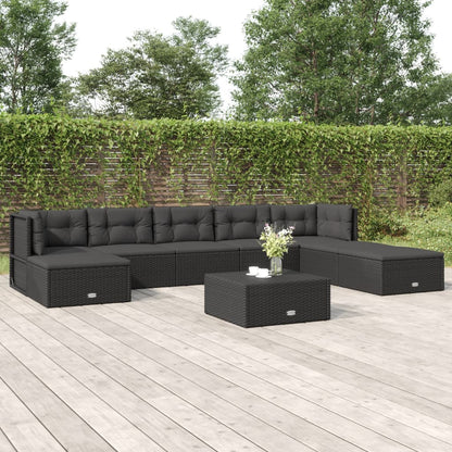 6 Piece Garden Lounge Set With Cushions Black Poly Rattan