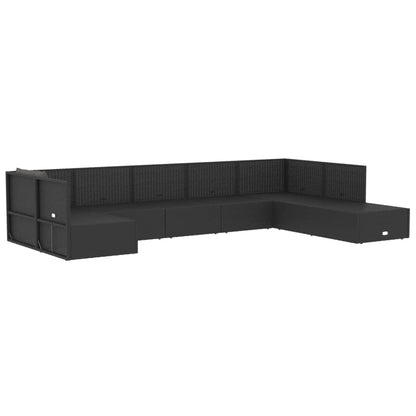 8 Piece Outdoor Sofa Set With Cushions Black Poly Rattan