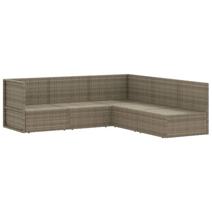 5 Piece Garden Lounge Set With Cushions Grey Poly Rattan