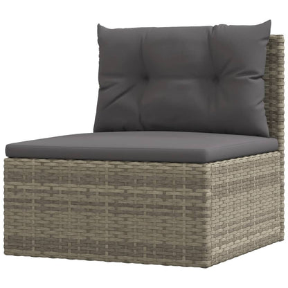 5 Piece Garden Lounge Set With Cushions Grey Poly Rattan