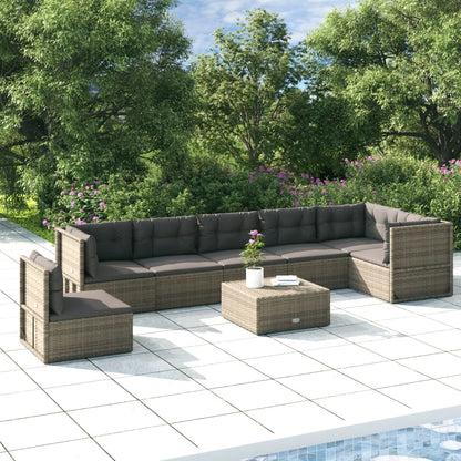 6 Piece Garden Lounge Set With Cushions Grey Poly Rattan