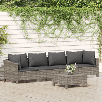 3 Piece Garden Lounge Set With Cushions Grey Poly Rattan