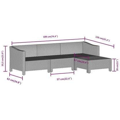 4 Piece Garden Lounge Set With Cushions Grey Poly Rattan