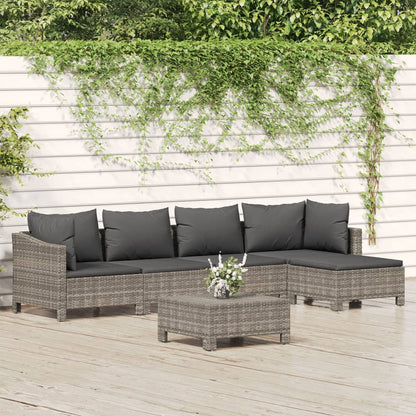 4 Piece Garden Lounge Set With Cushions Grey Poly Rattan