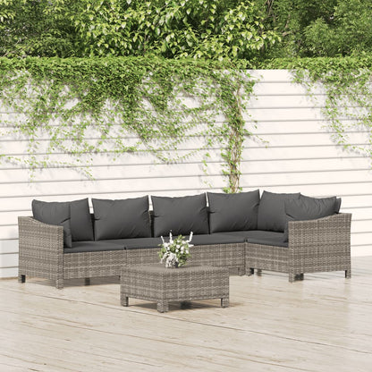 4 Piece Garden Lounge Set With Cushions Grey Poly Rattan