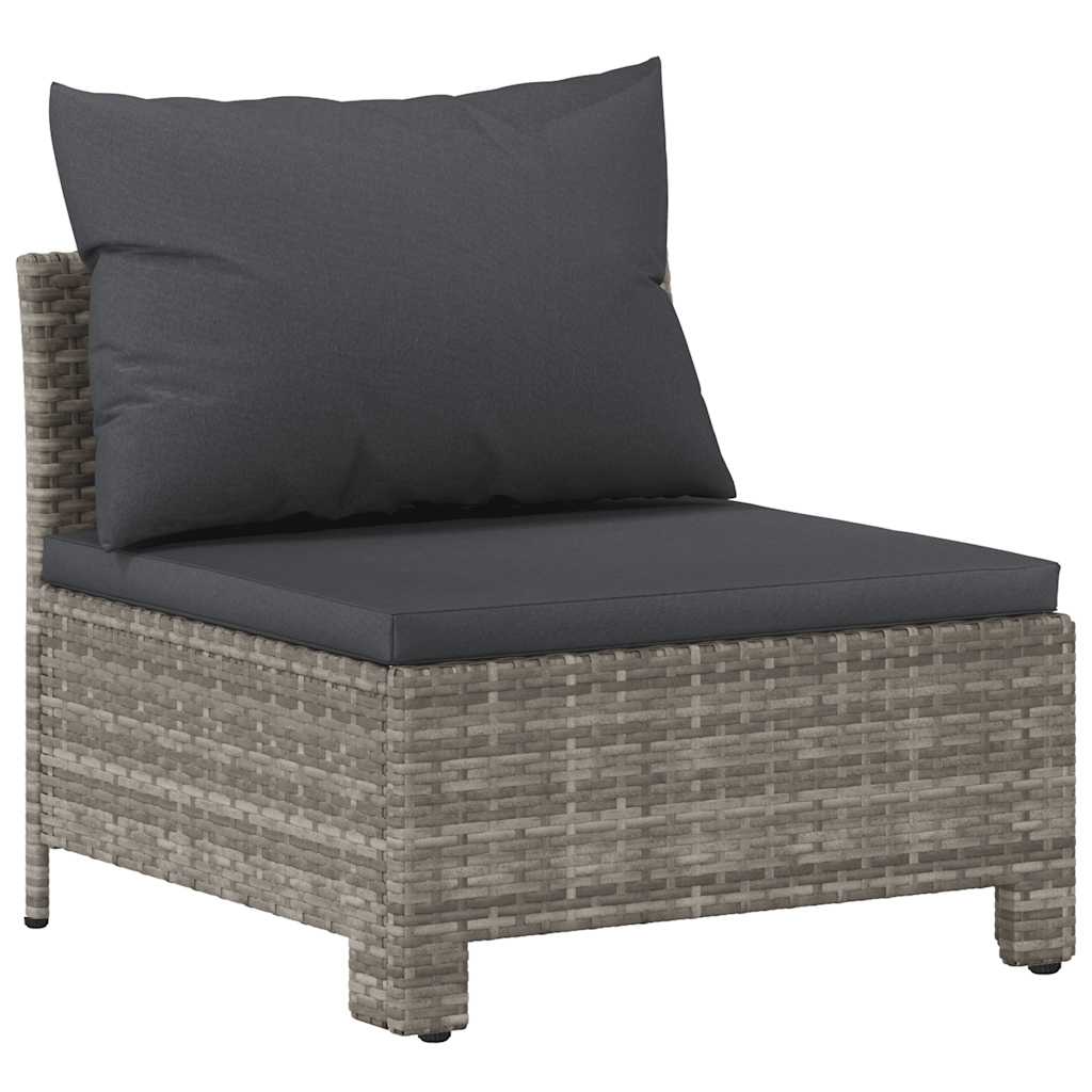 5 Piece Garden Lounge Set With Cushions Grey Poly Rattan
