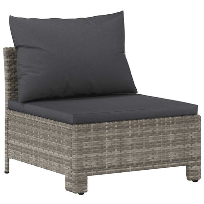 5 Piece Garden Lounge Set With Cushions Grey Poly Rattan