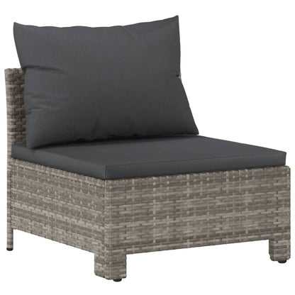 5 Piece Garden Lounge Set With Cushions Grey Poly Rattan
