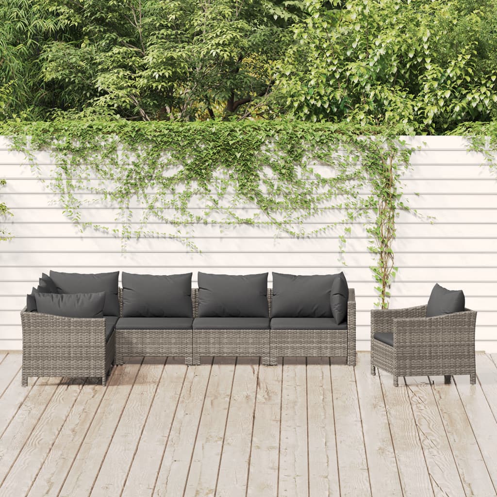 8 Piece Garden Lounge Set With Cushions Grey Poly Rattan
