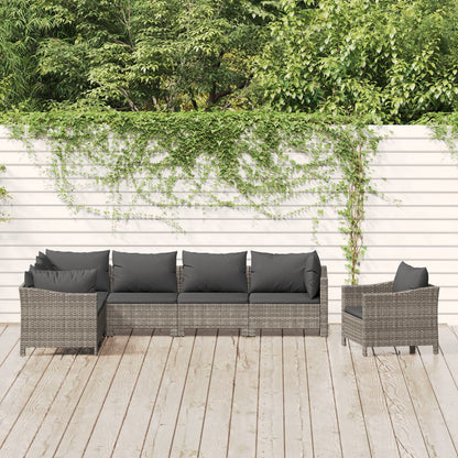 8 Piece Garden Lounge Set With Cushions Grey Poly Rattan
