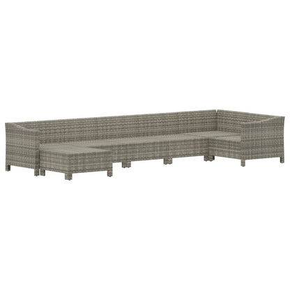 7 Piece Garden Lounge Set With Cushions Grey Poly Rattan